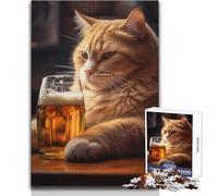 Cat Beer Pub Pint 1000 Piece Jigsaw Puzzles for Adults Creative Problem Solving Game Heartfelt Memorable Gift Idea Size 50x75cm