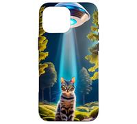 Cat being abducted by Aliens in a UFO Cat Loving Alien fans Case for iPhone 16 Pro Max