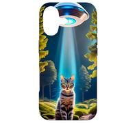 Cat being abducted by Aliens in a UFO Cat Loving Alien fans Case for iPhone 17