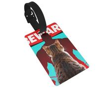 Cat Beware Muscle Luggage Tags for Suitcases - Durable PVC ID Tags with Detachable Straps for Travel, Backpack, Golf Bag, Anti-Loss