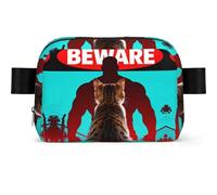 Cat Beware Muscle Waterproof Waist Bag for Men Women-Adjustable Bum Bag for Travel, Lightweight Crossbody Chest Bag for Running Gym