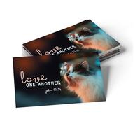 Cat Bible Scripture Cards Pack of 25 - Love One Another John 13:34 - Christian Note Cards with Inspirational Bible Verses - Encouraging Scripture Gifts to Share with Friends, Family, and Church Groups