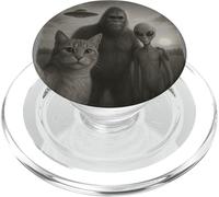 Cat Bigfoot Alien Selfie With UFO Funny Abduction Meme Humor PopSockets PopGrip for MagSafe