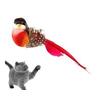 Cat Bird Toy, Bird Cat Teaser Stick Toy with Bell and Feather, Interactive Cat Teaser, Handmade Cat Toy, Vivid Color Bird Kitten Toy