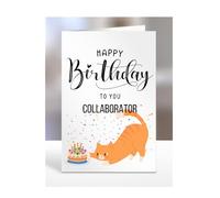Cat birthday card for Collaborator, gifts for men, women, female, male, him, her, presents, Happy Birthday to you, from cat, A5-278_59