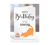 Cat birthday card for GodMother, gifts for men, women, female, male, him, her, presents, Happy Birthday to you, from cat, A5-278_115