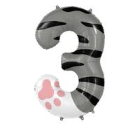 Cat Birthday Decorations, Cat Balloons, 40 Inch Kitty Number Balloon 3 | Kitten Birthday Party Decorations, Foil Number 3 Birthday Balloons, White Pet Number Balloon For 3Rd Birthday Decor Girl Boy