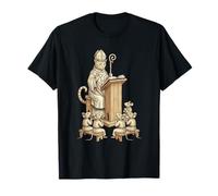 Cat Bishop Sermon to Mice Medieval Satire Artwork T-Shirt