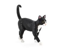 Cat Black & White Toy Realistic Pet Figurine