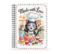 Cat Blank Recipe Book, A5 Spiral Bound Recipe Journal for Baking Kitchens Home Restaurant Apartment Dormitory Office, Writable Recipe Book for Family Beginners Professionals and Cooking Lover