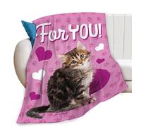 Cat Blanket Cute Animal Pink Print Throw Blankets for Couch Sofa Bed Stuff Decor Lightweight Soft Cozy Fleece Plush Flannel Bedding for Baby Boys Girls Kids Women Adults Lover 40"x50"