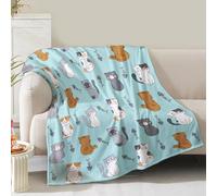 Cat Blanket Gifts for Women Girls Mom Mother's Day Birthday Christmas Valentine Present Kawaii Kitten Fishbone Theme Decor Bedroom Living Room Sofa Couch Soft Cozy Plush Kids Adults Teen Throw 60"x50"