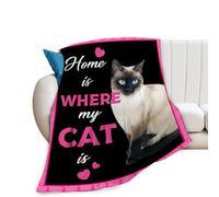 Cat Blanket Super Soft Warm Fluffy Flannel Siamese Cat Throw Blanket Cozy Fuzzy Plush Lovely Cute Pet Bedding Blanket Gift for Boys Girls Kids Teens Adults Couch Sofa 50"x40"