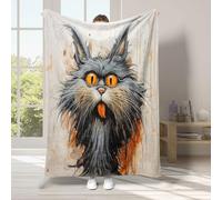 Cat Blankets and Throws Illustration Warm Blanket, Super Soft Flannel 3D Print, King Size Cute Fluffy Throw for Sofa, Chair, Living Room and Bedroom 200x240 Cm
