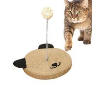 Cat Board Ball, Sisal Stick Built Bell, 8.66x6.89x6.89 inches, Head Shape Toy, Furniture Scratch Protector, Physical Activity Enhancer for Indoor Kittens, Cats, White and Brown