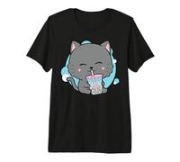 Cat Boba Anime Bubble Tea Neko Kawaii Design Premium T-Shirt