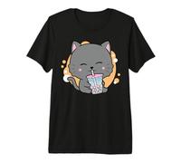Cat Boba Anime Bubble Tea Neko Kawaii Design Premium T-Shirt