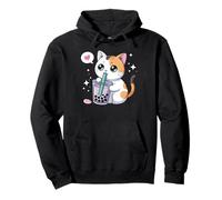 Cat Boba Japanese Kawaii Anime Kitty Bubble Tea Anime Pullover Hoodie