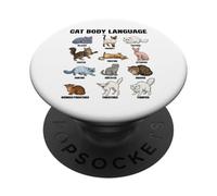 Cat Body Language Chart for Kids - Cute Educational Cats PopSockets Adhesive PopGrip