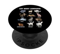 Cat Body Language Chart for Kids - Cute Educational Cats PopSockets Adhesive PopGrip