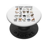 Cat Body Language Chart for Kids - Cute Educational Cats PopSockets Adhesive PopGrip