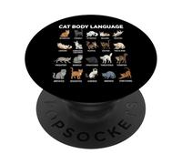 Cat Body Language Chart for Kids - Cute Educational Cats PopSockets Adhesive PopGrip