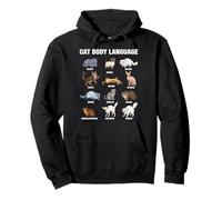 Cat Body Language Chart for Kids - Cute Educational Cats Pullover Hoodie