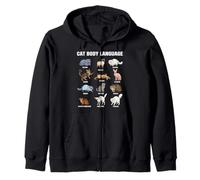Cat Body Language Chart for Kids - Cute Educational Cats Zip Hoodie