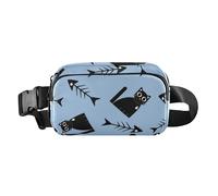 Cat Bones Black Cartoon Stylish Waist Bag Fanny Pack for Women Men Large Capacity Zipper Fanny Pack Sling Bag with Adjustable Strap for Workout Running Hiking, Cat Bones Black Cartoon, One Size