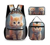 Cat Bookbag School Supplies Bundle for Kids Age 8, Cute Kitten Bookbag School Supplies Bundle Year 5 for Boys Weekend Adventures Sports Practice and Family Travel