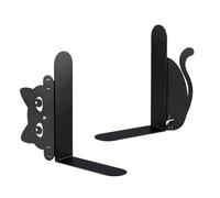 Cat Bookends, Black - Funny Bookends | for Readers Librarian Teacher Student Bookshelf Office Dorm Bedroom Living Room Coat Fireplace Corner