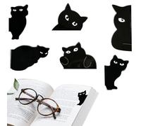 Cat Bookmark - Black Cat Book Marker, Magnetic Bookmark Clip Set, Cute Page Holder For Books | Bookmarks For Student Teachers Reading Enthusiasts Classroom Library, 7*PC