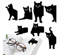 Cat Bookmark - Black Cat Book Marker, Magnetic Bookmark Clip Set, Cute Page Holder For Books | Bookmarks For Student Teachers Reading Enthusiasts Classroom Library, 7*PC