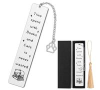 Cat Bookmark, Kitten Bookmark Stainless Steel Bookmarks for Women, Metal Cat Book Marker with Gift Box, Book Lover Gifts with Tassel for Readers Students Teachers School Library Souvenir