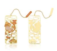 Cat Bookmark - Metal Cat Bookmark, Cat Bookmarks for Cat Lovers, Book Marker, for Teachers, Students, Book Lovers Gifts, Women, Reader, Pretty Page Marker fors Reading,with Charm (Orange)