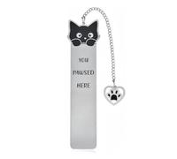 Cat Bookmark,Metal Cat Bookmark,Cute Stainless Steel Metal Book Marks,Funny Cats Bookmarks with Cats Paw Heart Pendent,Unique Reading Accessories Bookish Gifts for Book Lovers Cat-Lovers