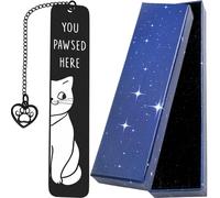 Cat Bookmarks for Women, Cute Kitten Personalised Bookmark - Black Stainless Steel, Funny Design for Readers, Students, Teachers, School Library