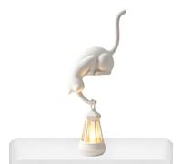 Cat Bookshelf Light 16.5cm, 3D Printed Lantern Lamp, Shelf Decor for Reader | Curled Tail Hooks Securely Into Shelf Edges, No Tools No Drilling, Or Sits Flat, Freeing Up Space While Adding