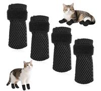 Cat Booties Anti Scratch Mittens,4 PCS Black cat Claw Covers,Mesh Breathable Cat Shoes,Adjustable Cats Anti Scratch Gloves,Suitable for Cats When Bathing and Nail Trimming(S)