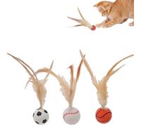 Cat Bouncy Ball With Feather, Cat Entertainment Bouncy Ball Toy, Bouncy Tails Cat Toys for Indoor Cats - Interactive Chasing, Hunting & Exercise Balls