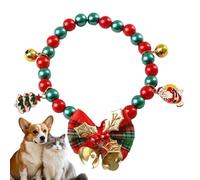 Cat Bow Tie Collar with Bow and Bell Cute Pendant Neck Jewelry | Pet Christmas Collar for Medium Large Breed Photo Prop Costume Birthday Party Winter Festival Red and green bells
