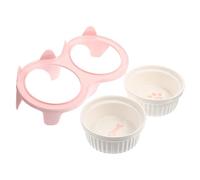 Cat Bowl,1 Set Cat Ceramic Double Bowl Pet Feeding Dishes Floor Cat Bowl Feeding Bowl Pet Waterer Dog Feeder Bowl Pet Food Bowl Cat Bowl Station Indoor Cat Supply Cat Food Dish Pink Plastic(Pink)