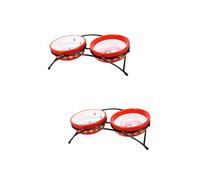 Cat Bowl,2pcs Ceramic Bowl Cat Supplies Christmas Pet Bowl Dog Hats Fleece Dog Sweater Bowl Holder Cat Food Bowl Pet Rise Bowl Kitten Bowl Universal Cat Bowl Red Bone Tableware