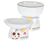 Cat Bowl,2pcs Porcelain Bowl Tall Grain Basin Pet Feeding Tool Cat Water Drink Heated Water Bowl Pet Double Bowl Ceramic Raised Pet Bowls Cats Cat Bowl Pet Feeder Bowl Food Ceramics To Feed(As Shown,1