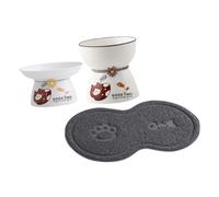 Cat Bowl,2pcs Porcelain Bowl Tall Grain Basin Pet Feeding Tool Cat Water Drink Heated Water Bowl Pet Double Bowl Ceramic Raised Pet Bowls Cats Cat Bowl Pet Feeder Bowl Food Ceramics To Feed(Assorted C
