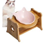 Cat Bowl Anti-Vomiting Raised Ceramic Pet Bowl, High, Raised Cat Food, Ergonomic, Inclined Single Bowls, Small Dogs and Kittens, Oblique Food, Ceramic Pet Bowl for