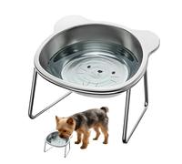 Cat Bowl Raised Single, 15° Tilted Feeding Bowl for Cats, with Non-Slip Metal Holder, Anti Vomiting,Stainless Kitty Feeding Dish,Neck Protective, Easy to Assemble & Clean