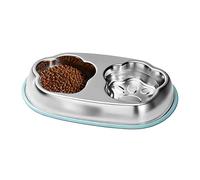 Cat Bowl Set - Double Feeding Dish, Integrated Food And Water Bowls | Non Slip Base With Cat Paw Design For Pet Feeding Drinking Hygiene