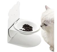 Cat Bowl - Slow Feed Ceramic Dish Spill-Proof Tilted Design, 19x16x16 Cm Heavyweight Food Dish, Adjustable Height Feeder, Silicone Base | Healthy Eating Meal Holder For Kitten Puppy Small Large Breed