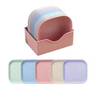 Cat Bowls,10 Pcs Plastic Cat Food Bowls Square Cat Food Bowls with Base | Plastic kitten Bowls Cat Dishes Flat Wheat Straw Kitten Bowls for Pet Cats Dog Small Animals